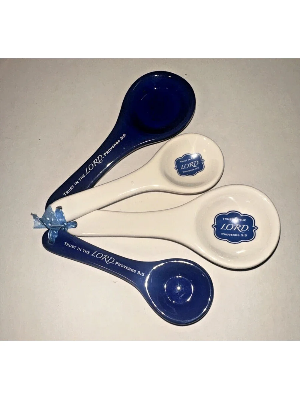 4 Piece Ceramic Measuring Utensil Spoon Set Trust in the Lord Proverbs New